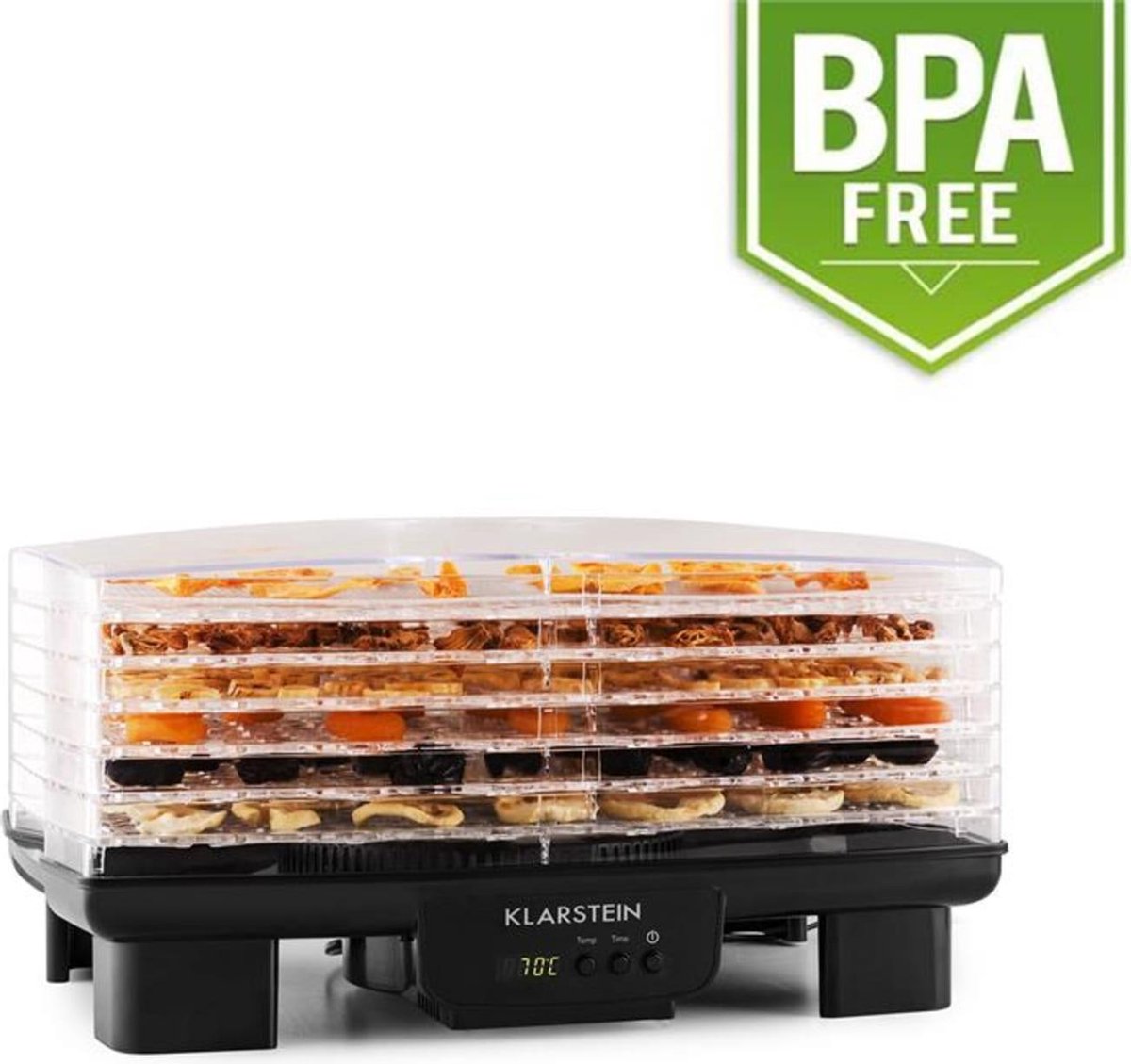 Bananarama droogautomaat zwart 550W droger dehydrator 6 verdiepingen