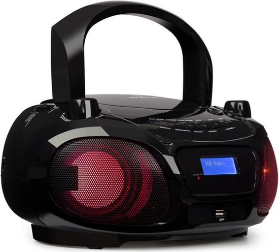 Roadie DAB Boombox, lecteur CD, DAB/ DAB + FM , lumière disco LED , USB /  MP3 / WMA,... | bol.com
