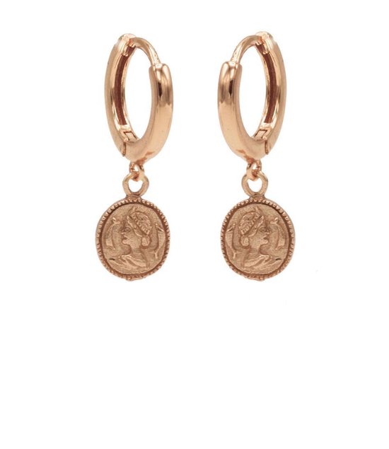 Karma Oorbellen Hinge Hoops Coin Roségoudkleurig