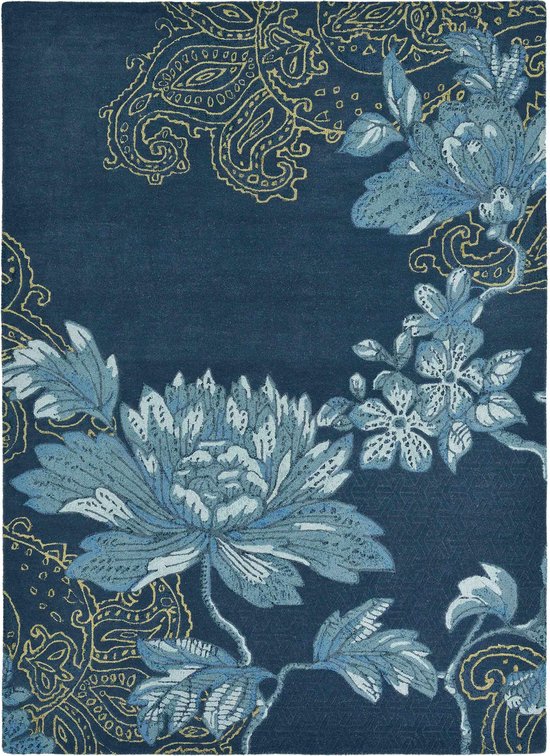 Wedgwood - Fabled Floral Navy 37508 Vloerkleed - 200x280  - Rechthoek - Laagpolig Tapijt - Klassiek - Blauw, Goud