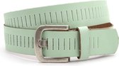 Broekriem mint groen met gleufjes 4 cm breed - Mint Groen - Casual - Echt Leer - Taille: 85cm - Totale lengte riem: 100cm