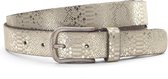 Gouden dames riem met slangenprint 3 cm breed - Goud - Casual - Leer - Taille: 105cm - Totale lengte riem: 120cm - Vrouwen riem