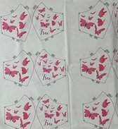 Stof voor mondkapjes van 100% katoen | voorbedrukt paneel |12 mondkapjes om zelf te naaien - exclusieve designs - Roze Vlinders