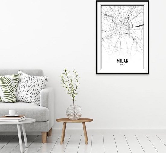 versus hanger overdracht Punt. Poster - City Map Milaan - 100 X 70 Cm - Zwart En Wit | bol.com