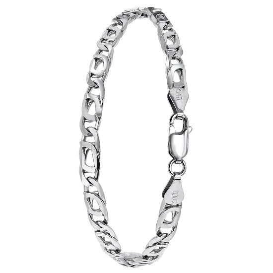 Lucardi Heren Armband schakel - Echt Zilver - Armband - Cadeau - Vaderdag - 19 cm - Zilverkleurig