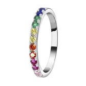 Lucardi Ringen - Zilveren ring bar regenboog zirkonia