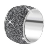 Lucardi - Dames Ring met grey mineral powder - Ring - Cadeau - Staal - Zilverkleurig