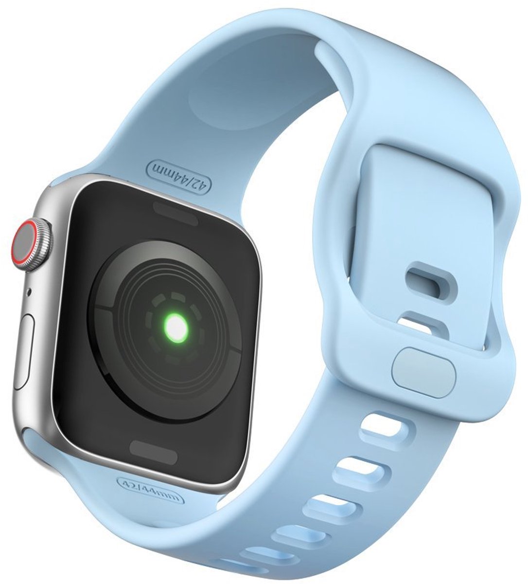 Siliconen sportbandje - Apple Watch 42mm 44mm - lichtblauw verstelbaar