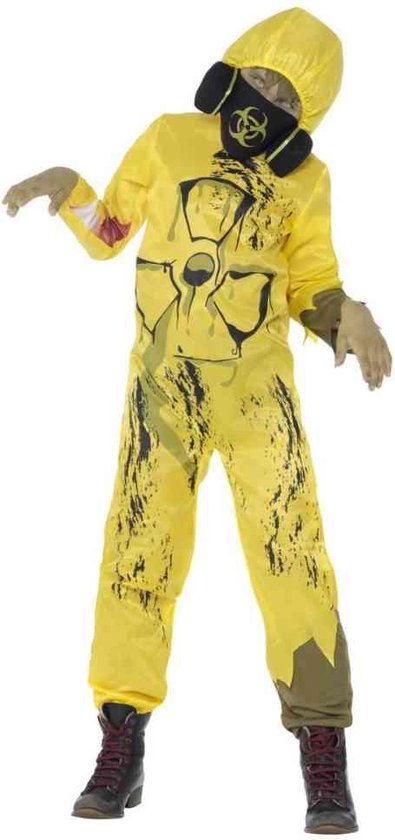 Smiffy's - Zombie Kostuum - Tony Toxic Chemisch Kern Afval Kind Kostuum - geel - Medium - Halloween - Verkleedkleding