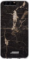 Huawei P10 Hoesje Transparant TPU Case - Dark Golden Marble #ffffff