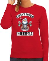 Foute Kerstsweater / Kersttrui Santas angels Northpole rood voor dames - Kerstkleding / Christmas outfit S