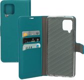 Mobiparts hoesje geschikt voor Samsung Galaxy A42 5G - Saffiano Wallet/Portemonnee hoesje - Magneet Sluiting - 3 Opbergvakken - Turquoise