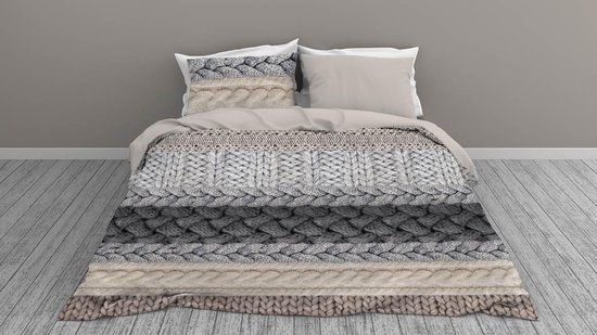 Snoozing Knitted Wool - Flanel - Dekbedovertrek - Tweepersoons - 200x200/220 cm - Multi kleur van Snoozing — afbeelding 5