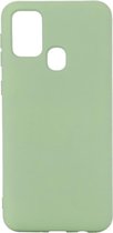 Shop4 - Samsung Galaxy A21s Hoesje - Zachte Back Case Mat Mint Groen