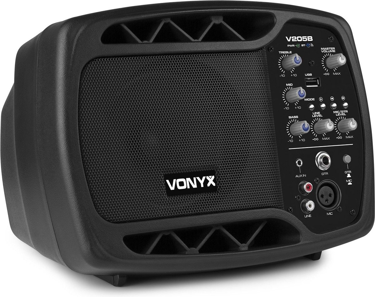 Studio monitor actief - Vonyx V205B - Actieve studio monitor speaker 80W met Bluetooth, USB mp3 speler en gitaaringang - Perfect voor de beginner - Vonyx