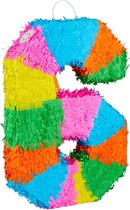 Relaxdays pinata verjaardag getal - piñata zelf vullen - getallen van 0 tot 9 - gekleurd - 6