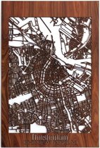Plan de la ville Bois de palissandre d' Amsterdam - 60x90 cm - Déco plan de la ville - Décoration murale