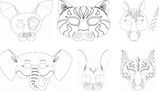 Folia Papieren Dierenmasker Knutselpakket A040139 – 6 verschillende dieren  | bol.com