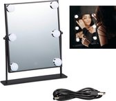 miroir de maquillage relaxdays avec lumière - miroir hollywoodien à led - miroir de maquillage - noir dimmable