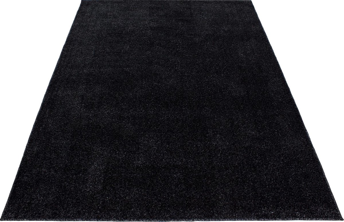 Laagpolig vloerkleed Ata - antraciet - 80x250 cm
