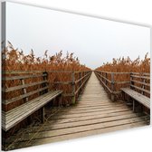 Schilderij Lange brug, 2 maten, bruin/grijs, Premium print