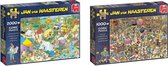 Jan van Haasteren - Puzzelset - Kamperen in het Bos 2000 stukjes & Speelgoedwinkel 1000 stukjes