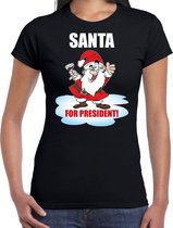 Santa for president Kerst shirt / Kerst t-shirt zwart voor dames - Kerstkleding / Christmas outfit M