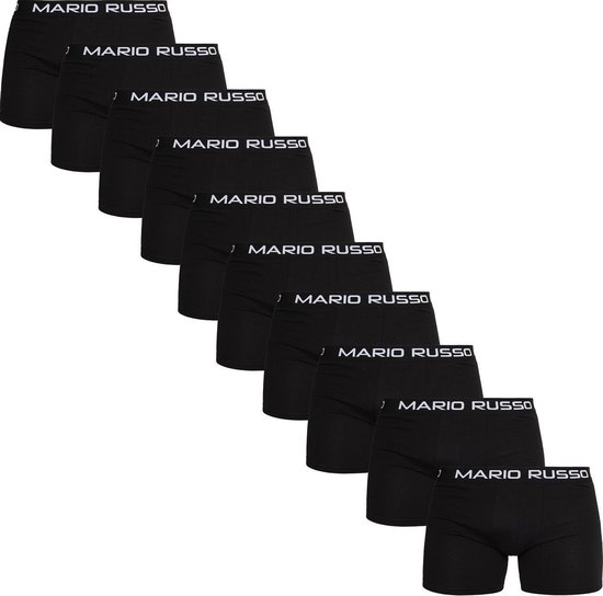 Mario Russo - Heren Onderbroeken 10-Pack Basic Boxers - Zwart - Maat L