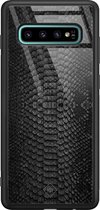 Samsung S10 Plus hoesje glass - Black snake | Samsung Galaxy S10+ case | Hardcase backcover zwart