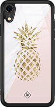 iPhone XR hoesje glass - Ananas | Apple iPhone XR  case | Hardcase backcover zwart