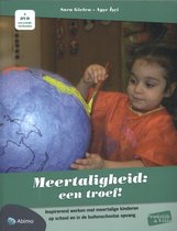 Een meisje met een oranje schort verft een blauwe wereldbol. Boek met DVD. 'Meertaligheid: een troef!'