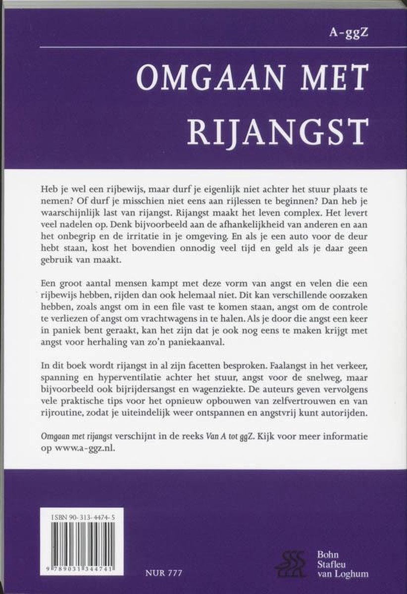 Van A tot ggZ - Omgaan met rijangst - back cover