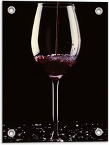 Tuinposter – Glas Rode Wijn met Scherven - 30x40cm Foto op Tuinposter  (wanddecoratie voor buiten en binnen)