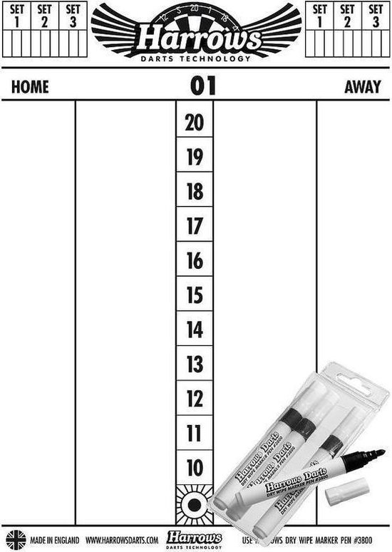HARROWS SCORE BOARD + MARKERS 4pc van Harrows — afbeelding 5