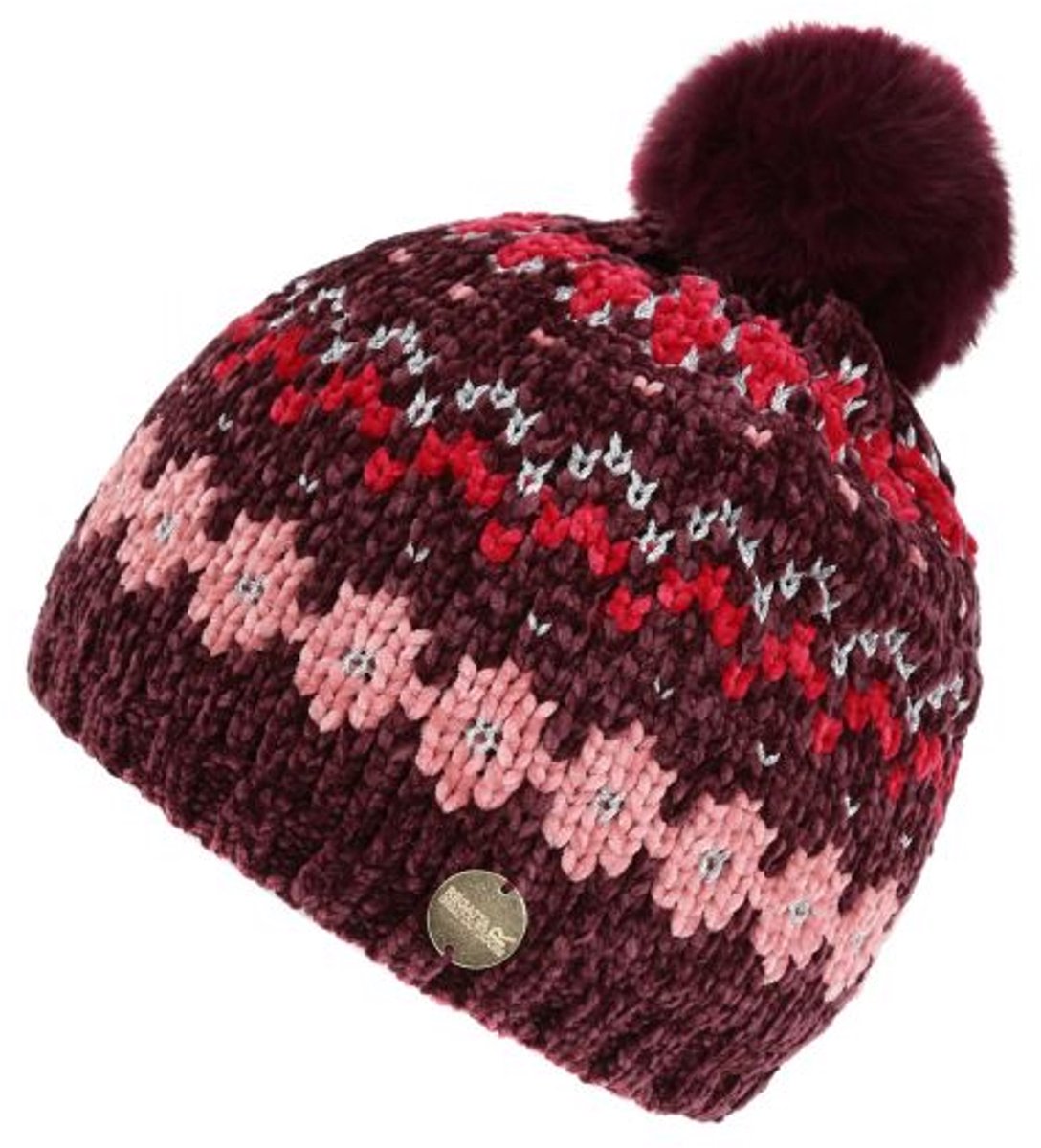 Hedy Lux III muts voor Kinderen, met Fleece gevoerd met pompom, gebreide glittermuts, vijgenpaars