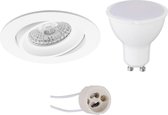 LED Spot Set - Pragmi Delton Pro - GU10 Fitting - Inbouw Rond - Mat Wit - 4W - Warm Wit 3000K - Kantelbaar - Ø82mm - BSE