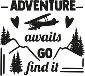 Muursticker adventure awaits go find it in de kleur zwart