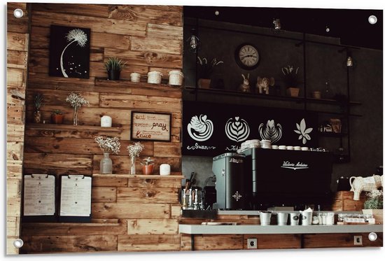Tuinposter – Koffie Café  - 90x60cm Foto op Tuinposter  (wanddecoratie voor buiten en binnen)