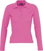 SOLS Dames/dames Podium Lange Mouw Pique Katoenen Polo Shirt (Flash Roze)