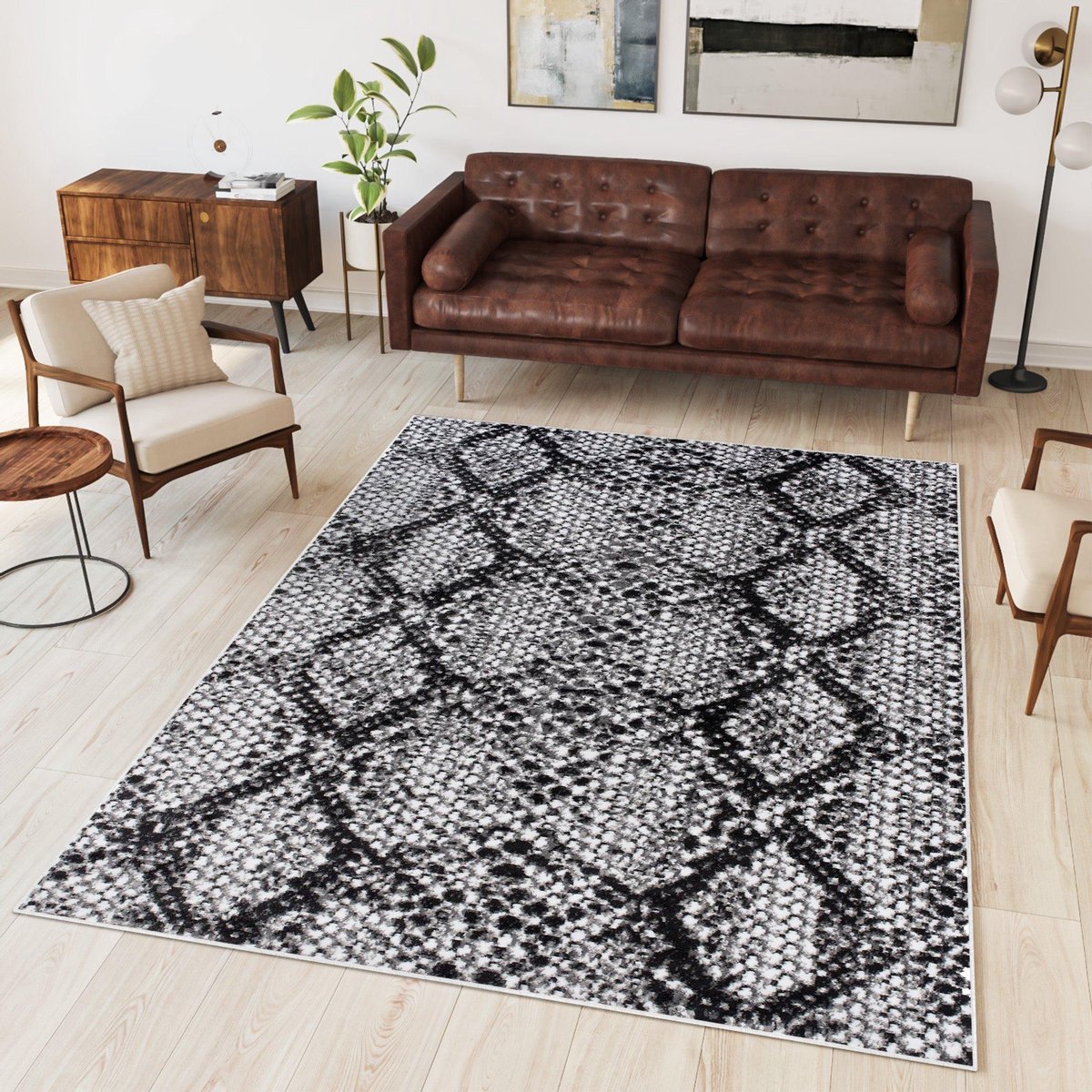 Tapiso Dream Vloerkleed Grijs Modern Dierenprint Krokodil Woonkamer Tapijt Maat- 120x170 Grijs Donker 3