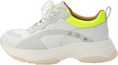 KUNOKA Ugly white fluo yellow stud - Sneakers Dames - maat 36 - Wit Geel