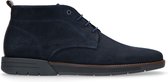 Manfield - Heren - Donkerblauwe suède veterboots - Maat 43