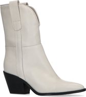 Manfield - Dames - Off white leren cowboylaarzen - Maat 38