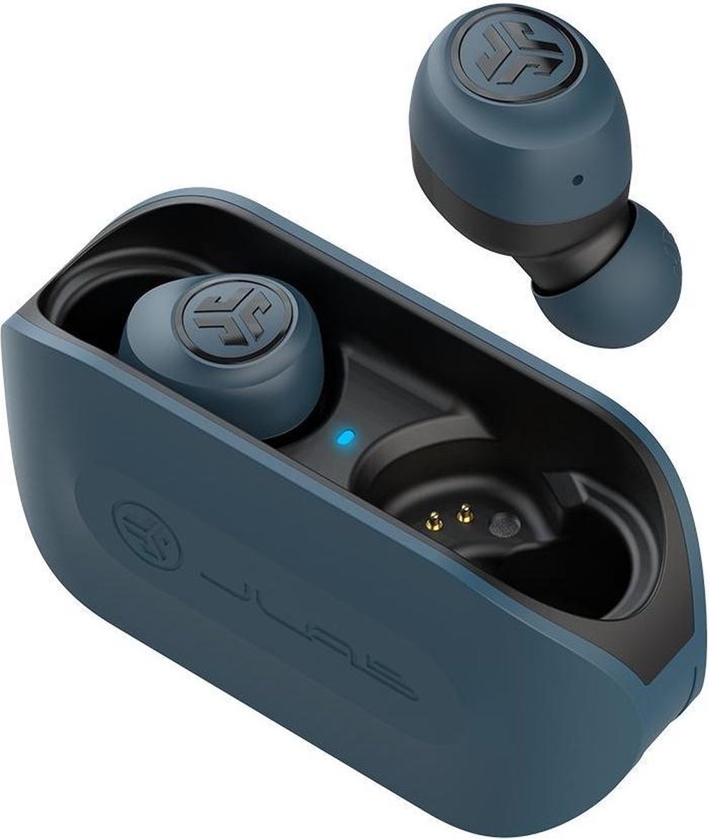 JLab Go Air Volledig Draadloze Oordopjes - Draadloze Oordopjes - Bluetooth Oordopjes - Wireless Earbuds - Draadloze Oortjes- 20 uur Speeltijd - 3 EQ Geluidsinstellingen - Bluetooth 5 - Oplaadcase met ingebouwde Oplaadkabel – Blauw