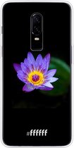 OnePlus 6 Hoesje Transparant TPU Case - Purple Flower in the Dark #ffffff