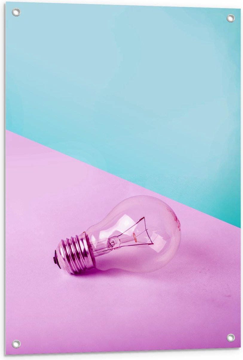 Tuinposter – Paarse Gloeilamp - 60x90cm Foto op Tuinposter (wanddecoratie voor buiten en b