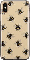 Leuke Telefoonhoesjes - Geschikt voor iPhone Xs Max - Bijen print - Soft case - TPU - Geel