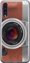 Samsung Galaxy A70 hoesje siliconen - Vintage camera - Soft Case Telefoonhoesje - Print / Illustratie - Bruin