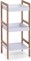 Bamboe houten bijzet kastje bruin met 3 planken 36 x 80 cm - Woondecoratie - Keuken/badkamer accessoires/benodigdheden - Bijzetkastjes - Open kastjes met planken
