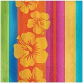 48x Hawaii thema servetten 33 x 33 cm - Papieren wegwerp servetjes - Tropische bloemen/Hibiscus/Hawaiiaanse versieringen/decoraties